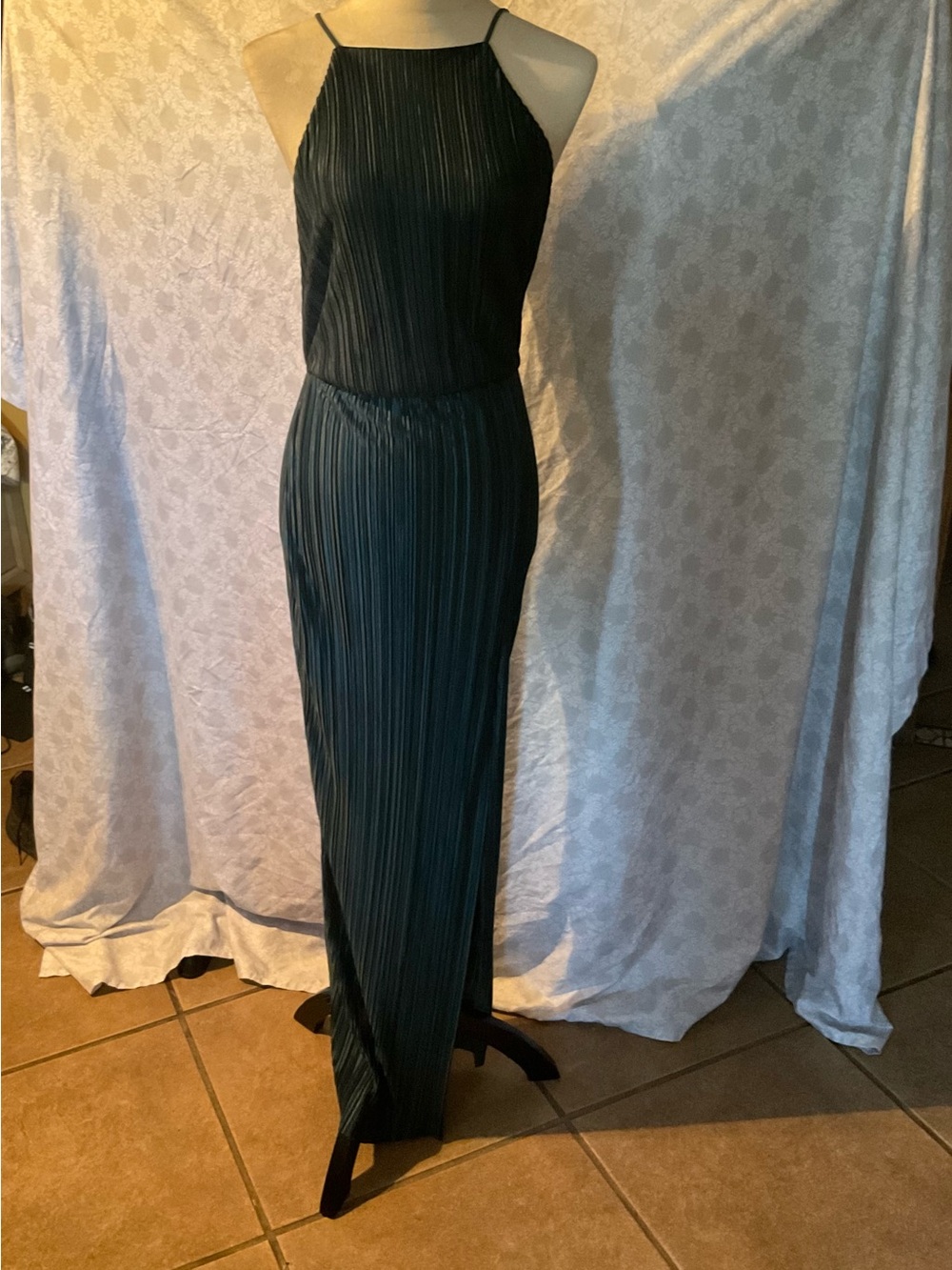 Boohoo Black Pleated Halter Maxi Dress